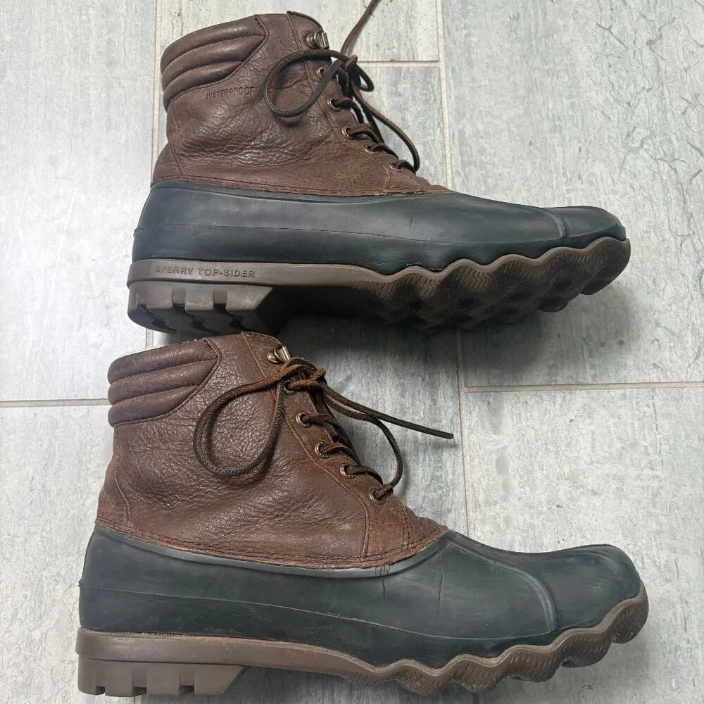 Sperry Waterproof Lined Leather Duck Boots Brown 9.5